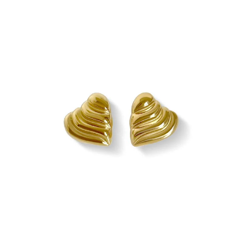 Best hoop earrings with blackened metal for an edgy and bold appearance-Heart 18K Gold Plated Earrings