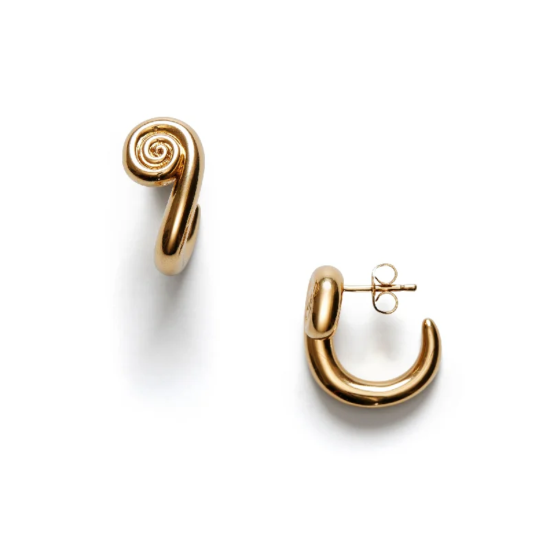 Best hoop earrings with intricate beaded details for a textured, stylish appearance-Swirl Gold Plated Earrings