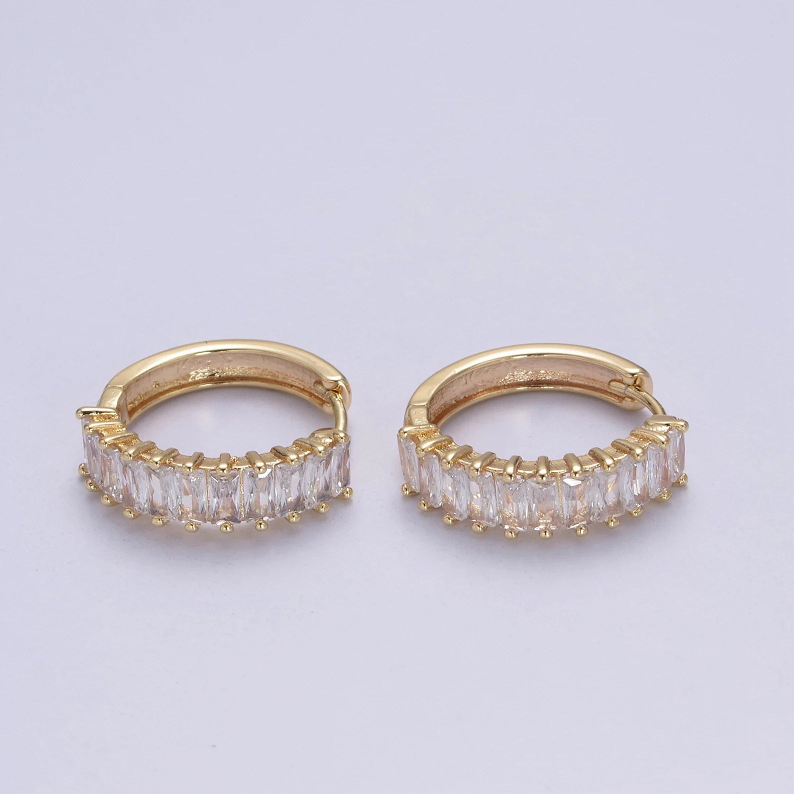 Hoop earrings with textured finishes for a vintage and classic style-Baguette Huggie Loop