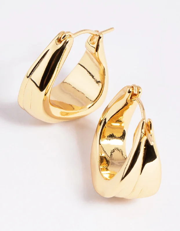 Hoop earrings with a chunky design for a bold and trendy statement-Gold Plated Molten Hoop Earrings