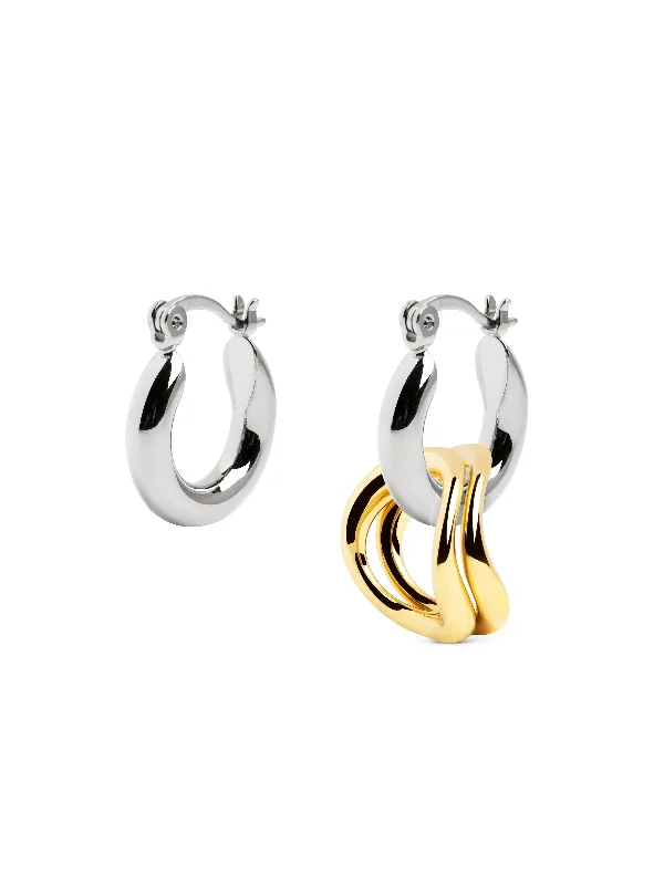 Hoop earrings with textured gold for a refined and sophisticated aesthetic-Brisa Two-Colour Gold Hoop Earrings