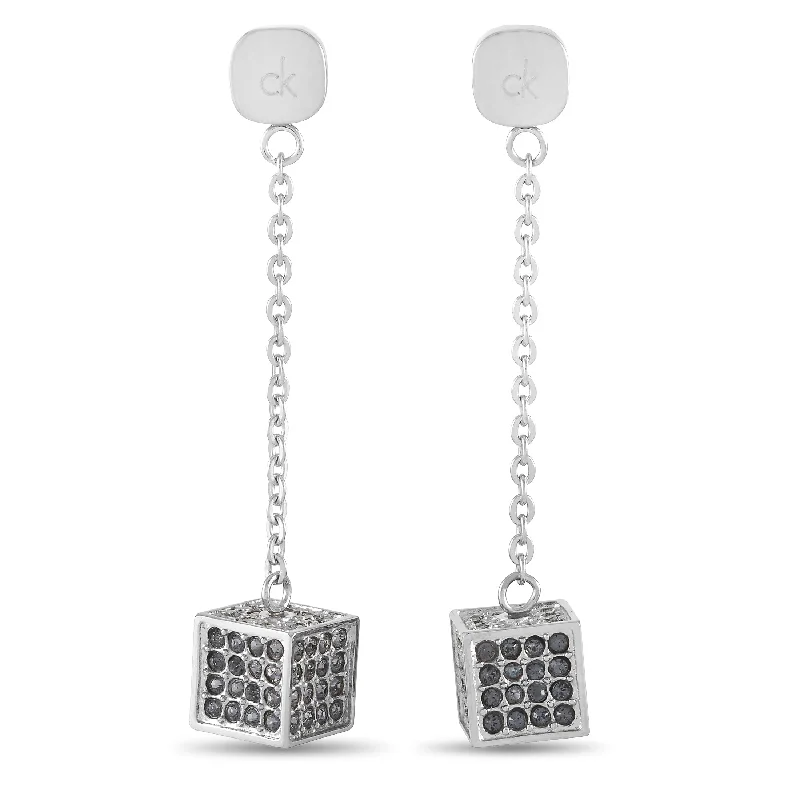 Best hoop earrings with asymmetrical designs for a fashion-forward, avant-garde look-Calvin Klein Rocking Stainless Steel Gray Crystal Earrings