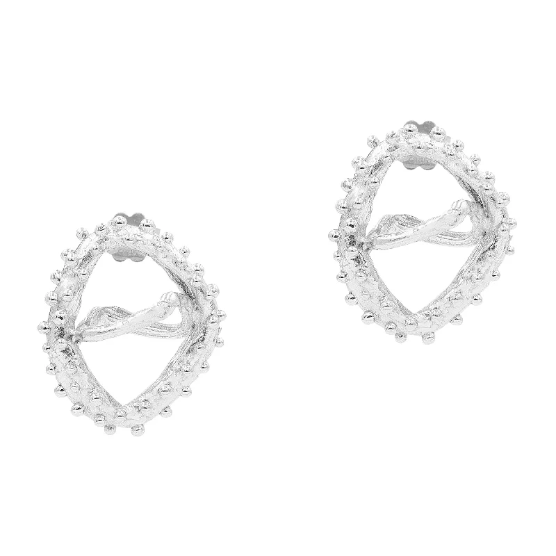 Best hoop earrings with blackened metal for an edgy and bold appearance-The Theta Silver Earrings