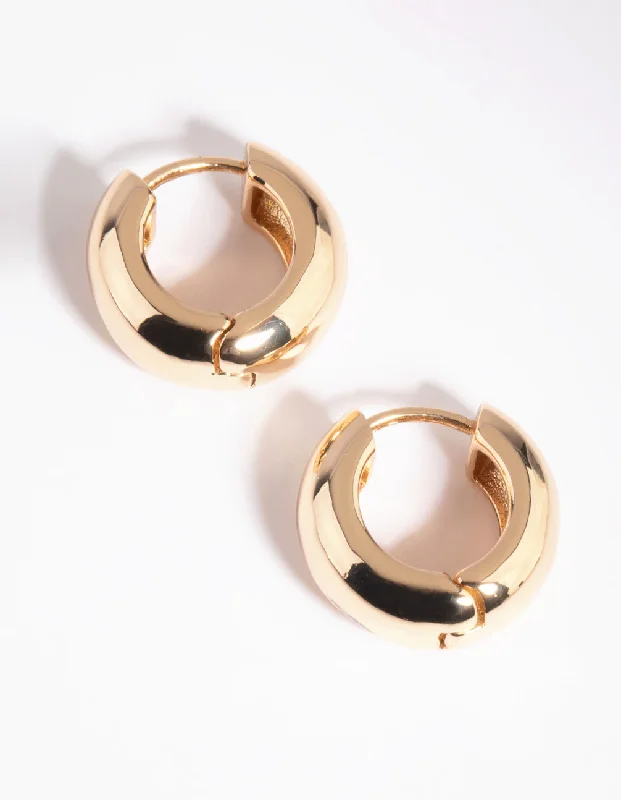 Best hoop earrings with matching bracelets for a coordinated jewelry set-Gold Chunky Huggie Hoop Earrings