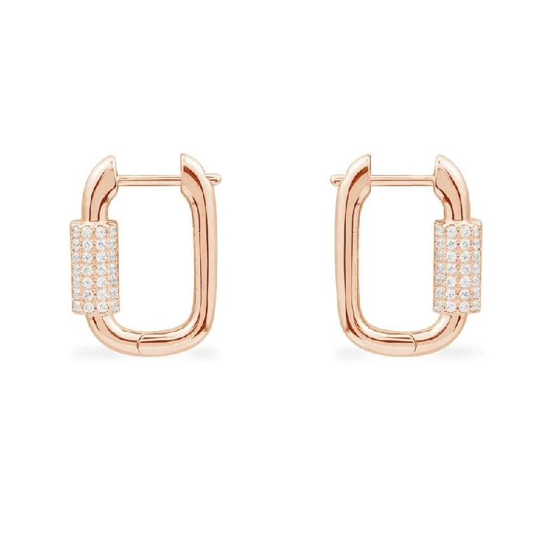 Hoop earrings with rhinestone embellishments for a glamorous and sparkling look-Chain Link Earrings - Pink Silver