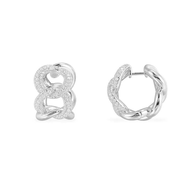 Hoop earrings with removable pendants for a versatile and customizable accessory-Chunky Chain Hoop Earrings