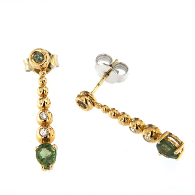 Best hoop earrings with gold for a luxurious and timeless look-Bubble 18K Rose Gold Earrings w. Diamonds & Green Sapphire