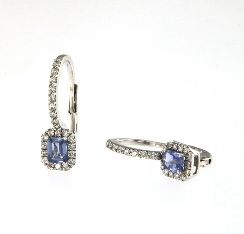 Hoop earrings with rhinestone-studded rims for a glamorous touch-Candy 18K White Gold Earrings w. Diamonds & Blue Sapphire