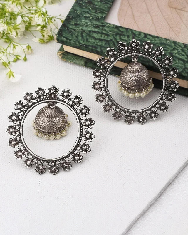 Vintage Drop Earrings with Patina -Oliver Hoop Jhumka Earrings