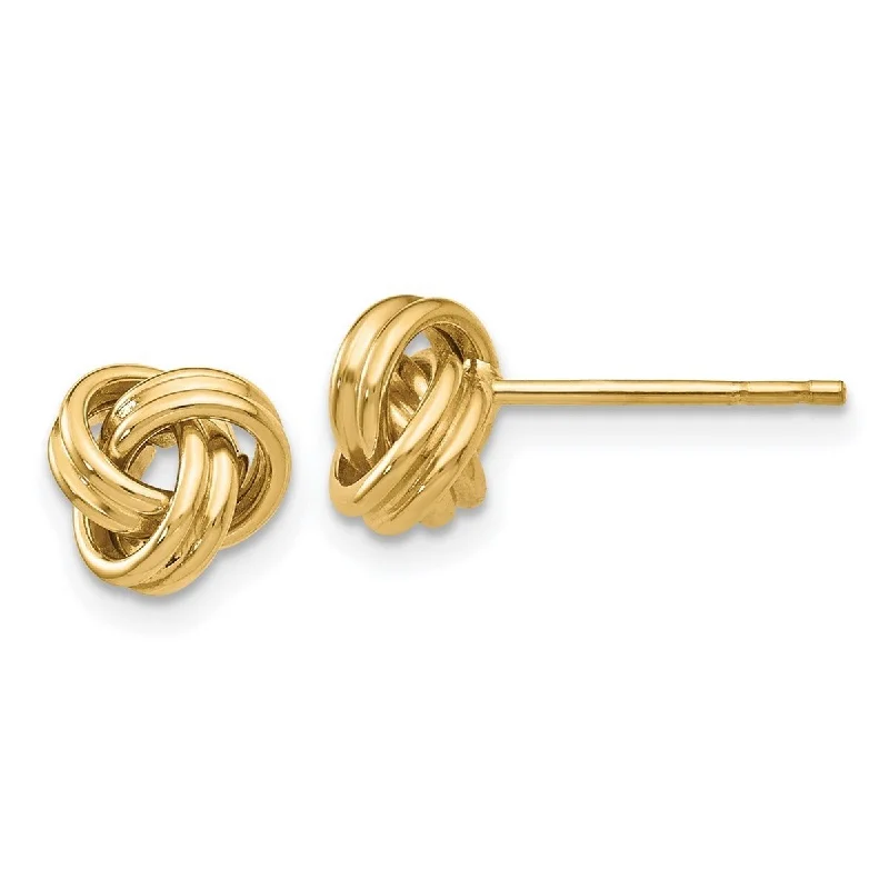 Drop Earrings for Concert Look -Curata 14k Yellow Gold Polished Ribbed 7mm Love Knot Post Earrings