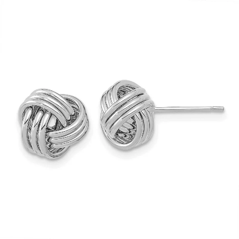 Drop Earrings for Work Attire -Curata 14k Yellow or White Gold 10mm Ribbed Polished Triple Love Knot Post Earrings