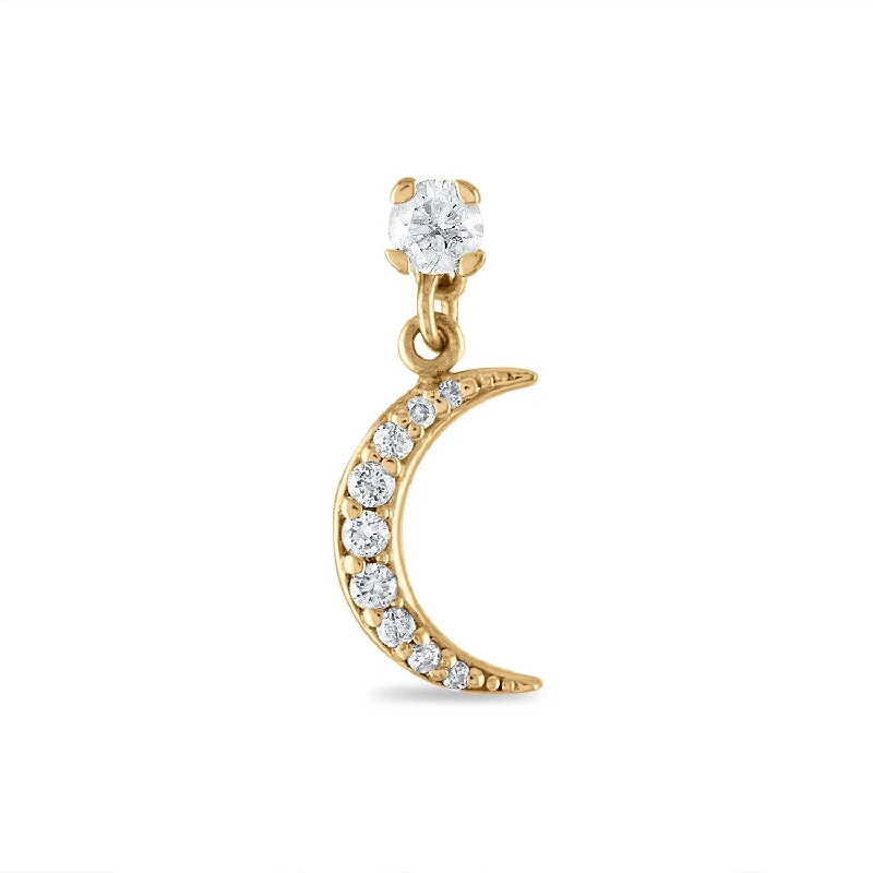 Best hoop earrings with geometric triangle shapes for a modern, chic design-Diamond Crescent Moon Drop Stud