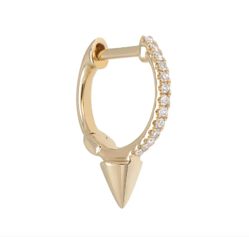 Hoop earrings with rhinestone embellishments for a glamorous and sparkling look-Diamond Huggie with Spike