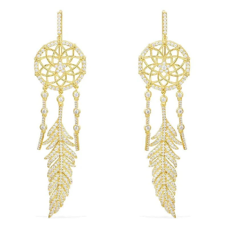 Best hoop earrings with smooth ceramic finishes for a polished, clean style-Dreamcatcher Earrings - Yellow Silver