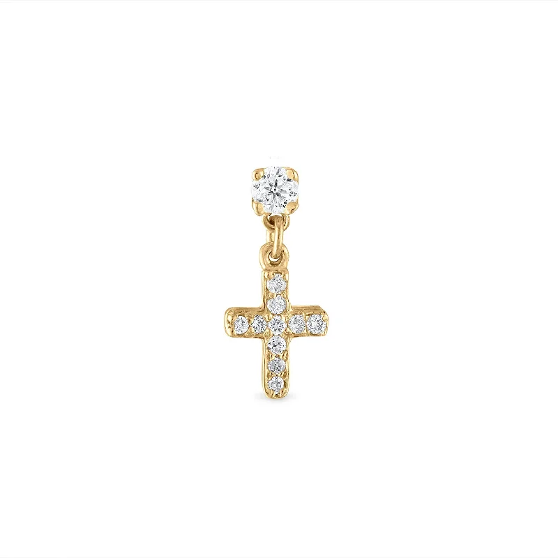 Best hoop earrings with smooth ceramic finishes for a polished, clean style-Diamond Cross Drop Stud