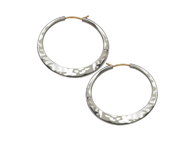 Hoop earrings with diamond-cut surfaces for added sparkle and shine-Hand Hammered Hoop Earrings