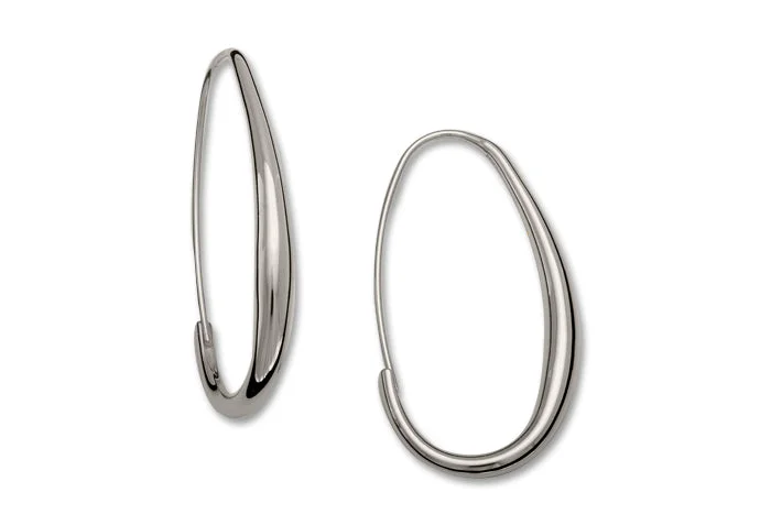 Hoop earrings with abstract shapes for an artistic and creative touch-Oval Hoop Sterling Silver Earrings