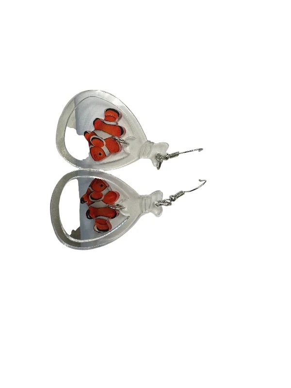 Hoop earrings with leather accents for a sleek and bold combination-Earrings Dangle/drop By Cme