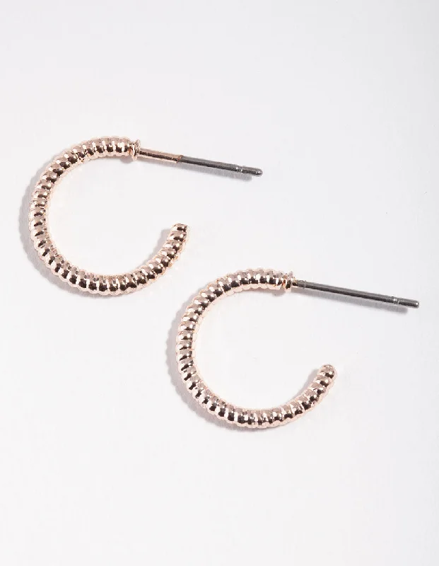 Hoop earrings with pearl accents for a chic and classic style-Rose Gold Croissant Hoop Earrings