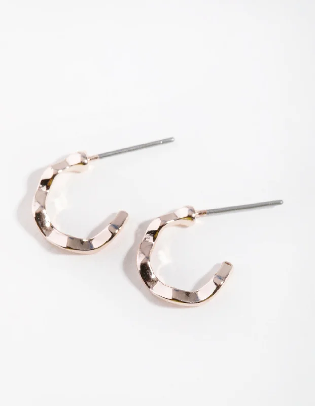 Best hoop earrings with minimal embellishments for a sleek and modern look-Rose Gold Squiggle Mini Hoop Earrings