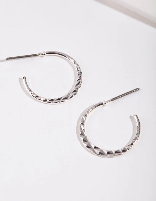 Best hoop earrings with stacked layers for a dimensional and bold look-Silver 16MM Beaded Hoop Earrings