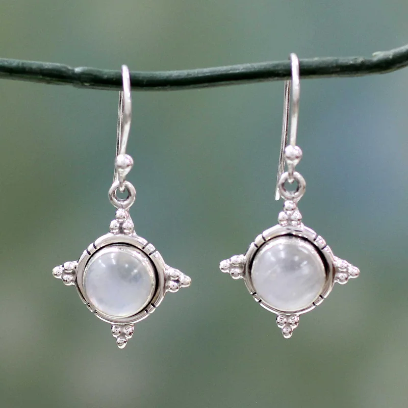 Best hoop earrings with custom engravings for a personalized and meaningful gift-Endless Moonlight Artisan Jewelry Sterling Silver Rainbow Moonstone Earrings