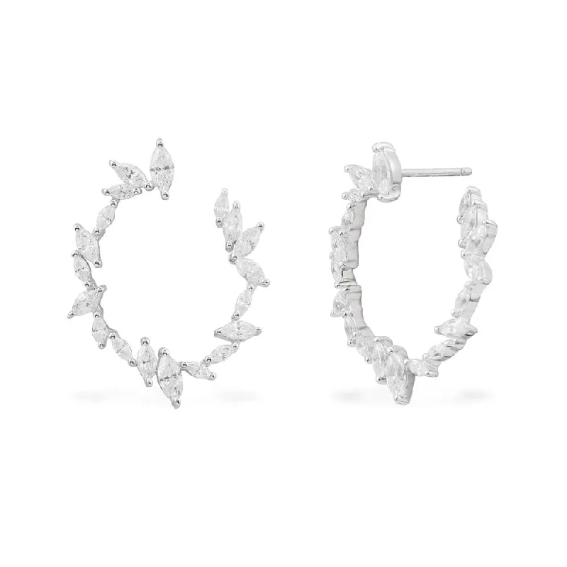 Hoop earrings with twisted metal designs for a dynamic and modern style-Festival Oval Earrings - White Silver