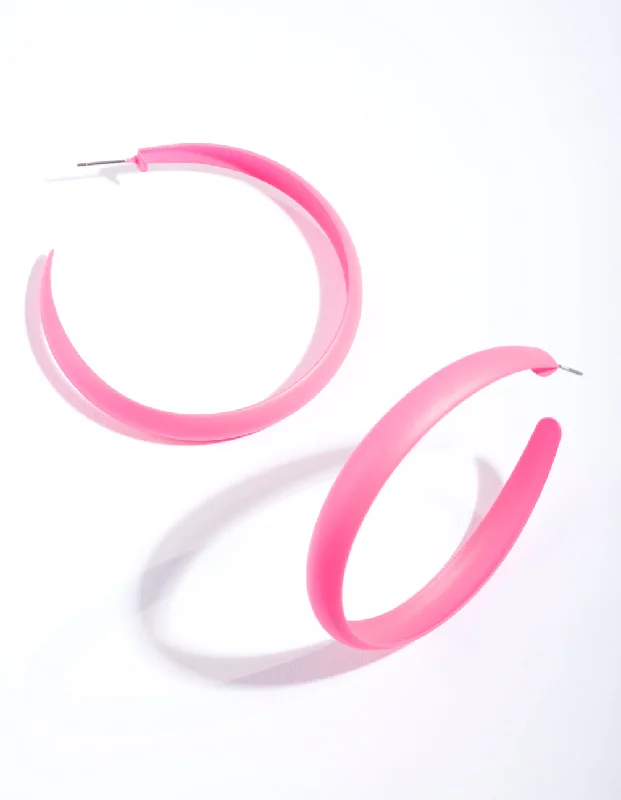 Hoop earrings with colorful beads for a fun and playful vibe-Neon Pink Hoop Earrings