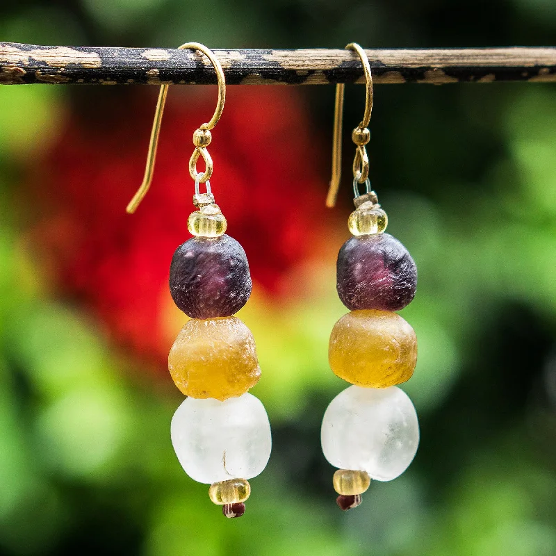 Hoop earrings with rhinestone embellishments for a glamorous and sparkling look-Fresh Novelty Recycled Glass and Plastic Beaded Earrings from Ghana