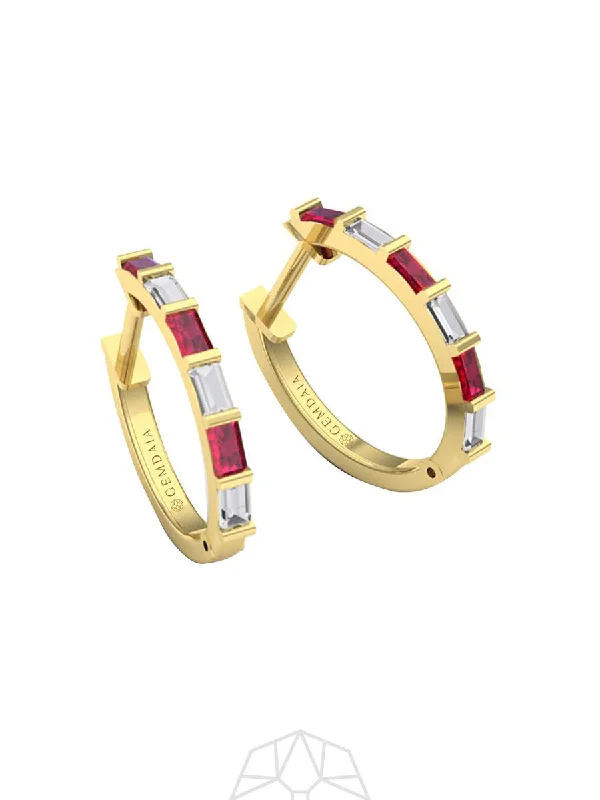 Best hoop earrings with cubic zirconia for a budget-friendly, dazzling look-Ruby Serenity 14K Gold Hoops