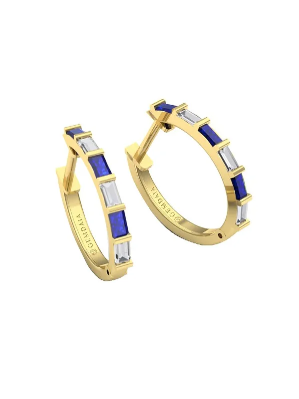 Hoop earrings with pearl accents for a chic and classic style-Sapphire Serenity 14K Gold Hoops