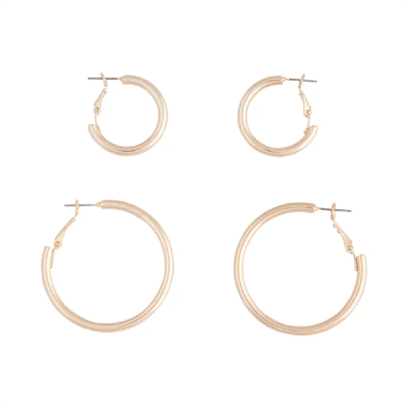 Hoop earrings with floral motifs for a feminine and nature-inspired look-Gold Chunky Hoop Pack