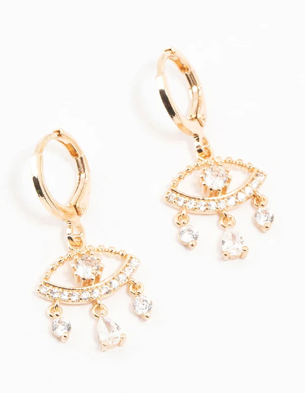 Hoop earrings with cut-out designs for a creative and lightweight effect-Gold Cubic Zirconia Evil Eye Huggie Earrings