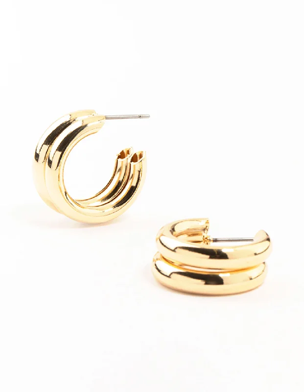 Best hoop earrings with matching bracelets for a coordinated jewelry set-Gold Double Strand Bubble Hoop Earrings