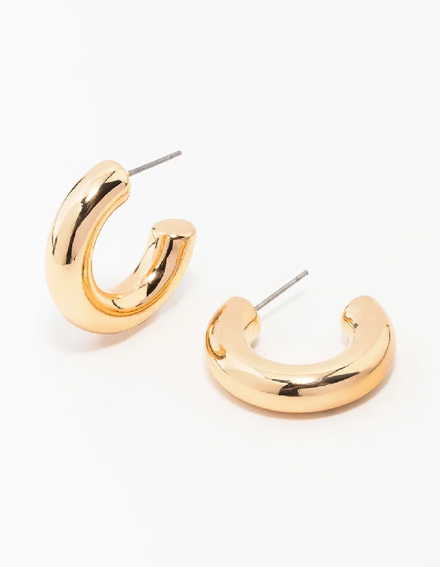 Best hoop earrings with stacked layers for a dimensional and bold look-Gold Medium Chubby Hoop Earrings