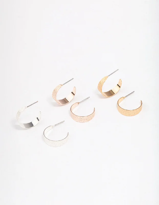 Small hoop earrings for a delicate and understated everyday wear-Gold & Silver Solid Hoop Earring 3-Pack