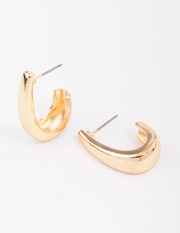 Best hoop earrings with Swarovski crystals for added sparkle and luxury-Gold Stretch Rectangular Hoop Earrings