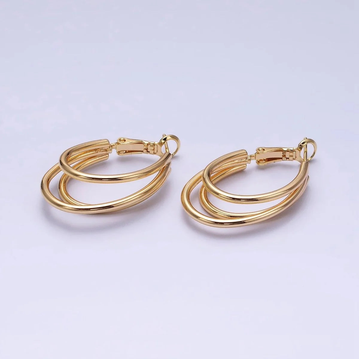 Best hoop earrings with twisted rope designs for a nautical-inspired style-Gold Triple Loop Hoops