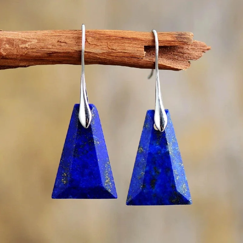 Hoop earrings with removable pendants for a versatile and customizable accessory-Graceful Lapis Lazuli Earrings