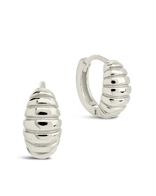 Lead Free Drop Earrings for Health -Sterling Silver Graham Ribbed Micro Hoop Earrings