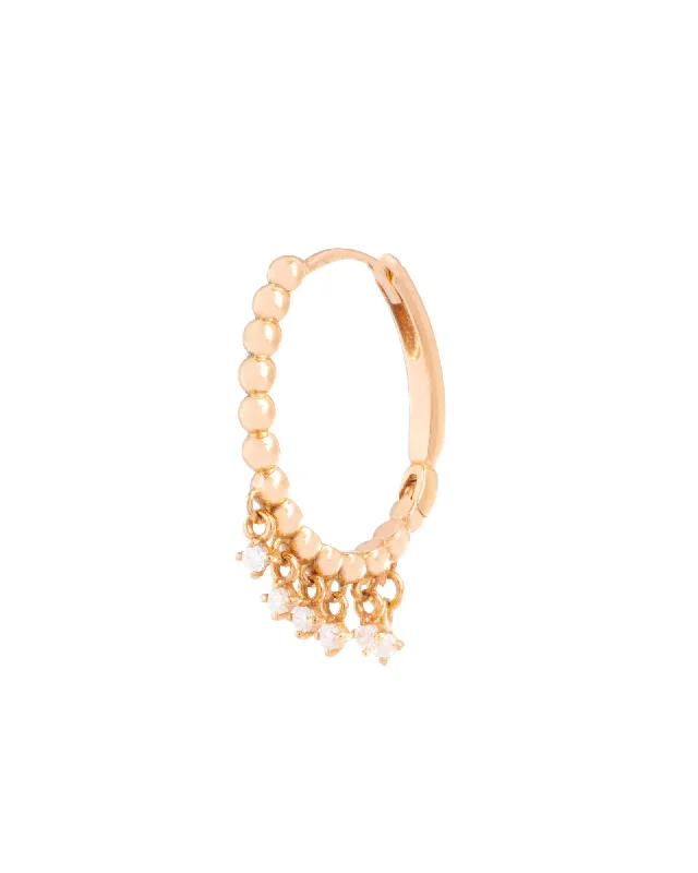 Best hoop earrings with matte finish for a sophisticated, understated design-Dangled 18K Gold, Whitegold or Rosegold Hoop w. Diamonds