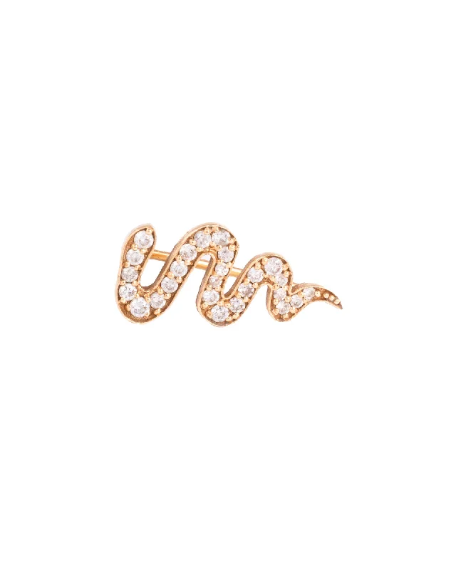 Best hoop earrings with tribal designs for a cultural and exotic aesthetic-Snake 18K Gold, Whitegold or Rosegold Earring w. Diamonds