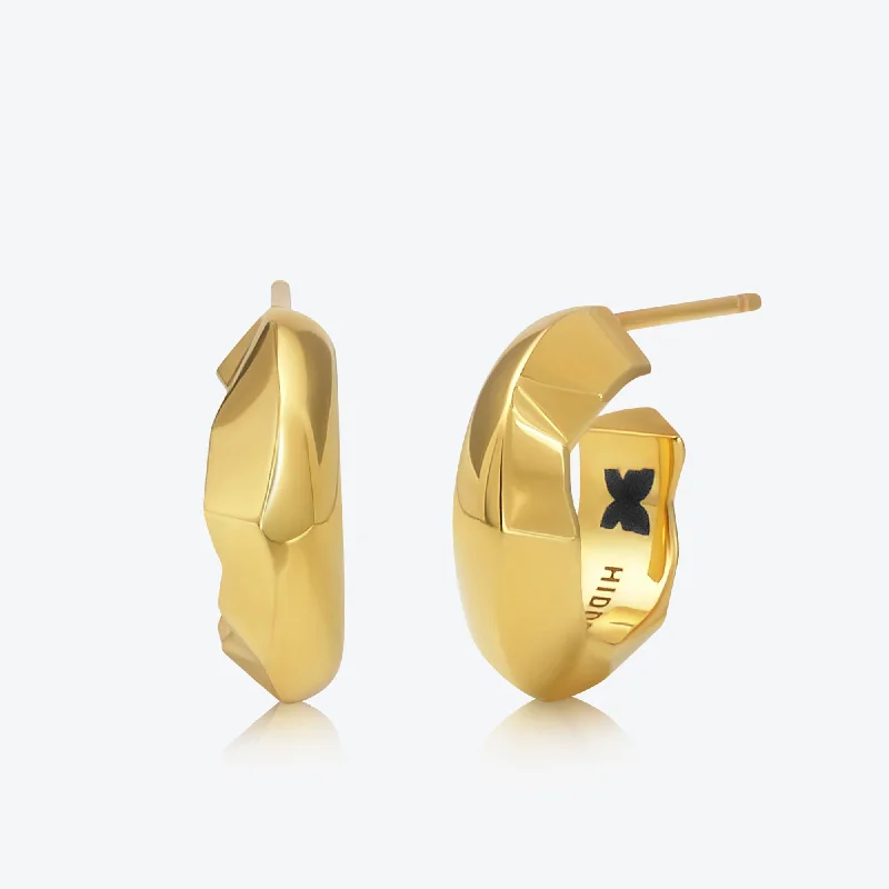 Hoop earrings with leather accents for a sleek and bold combination-A. Iceberg 18K Gold Plated Huggie Earrings