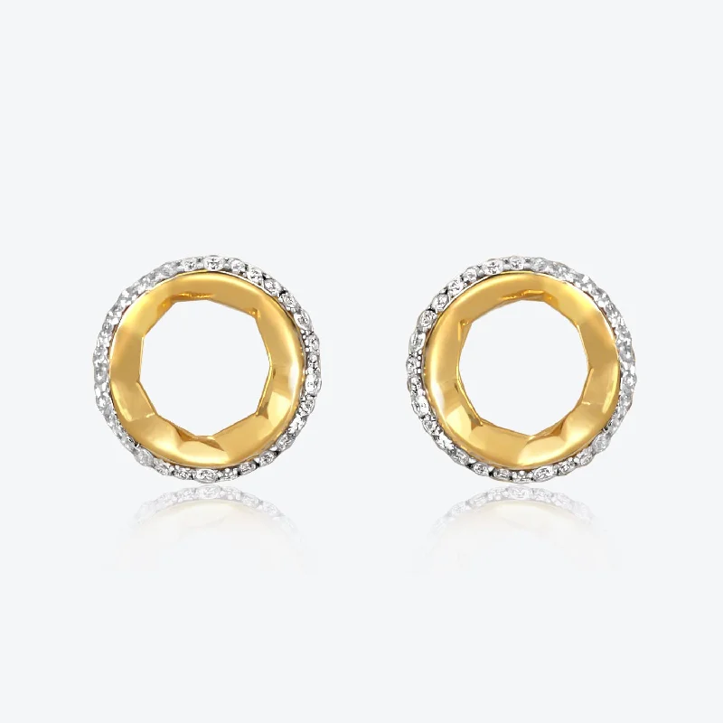 Hoop earrings with tortoiseshell designs for a chic and classic style-A. Sun Halo Aura 18K Gold Studs w. Lab-Grown Diamond Pavé