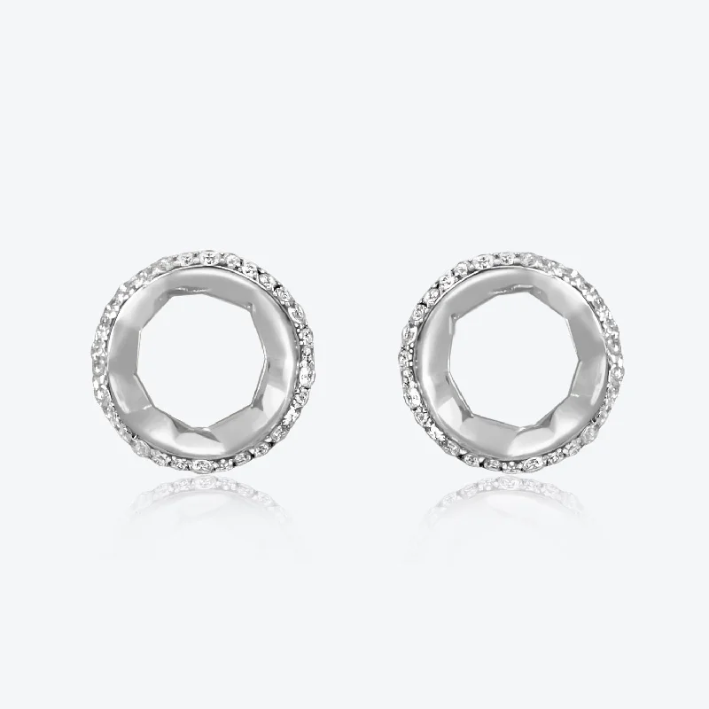 Best hoop earrings with custom designs for a personalized, unique accessory-A. Sun Halo Aura 18K White Gold Studs w. Lab-Grown Diamond Pavé