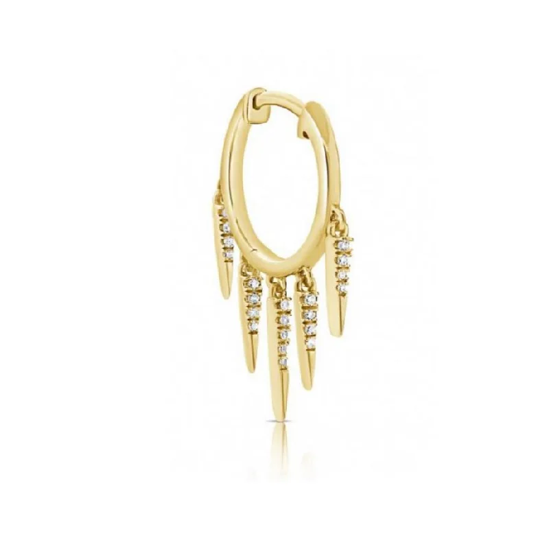 Best hoop earrings with intricate beaded details for a textured, stylish appearance-Huggie w/ Drop Diamond Spikes