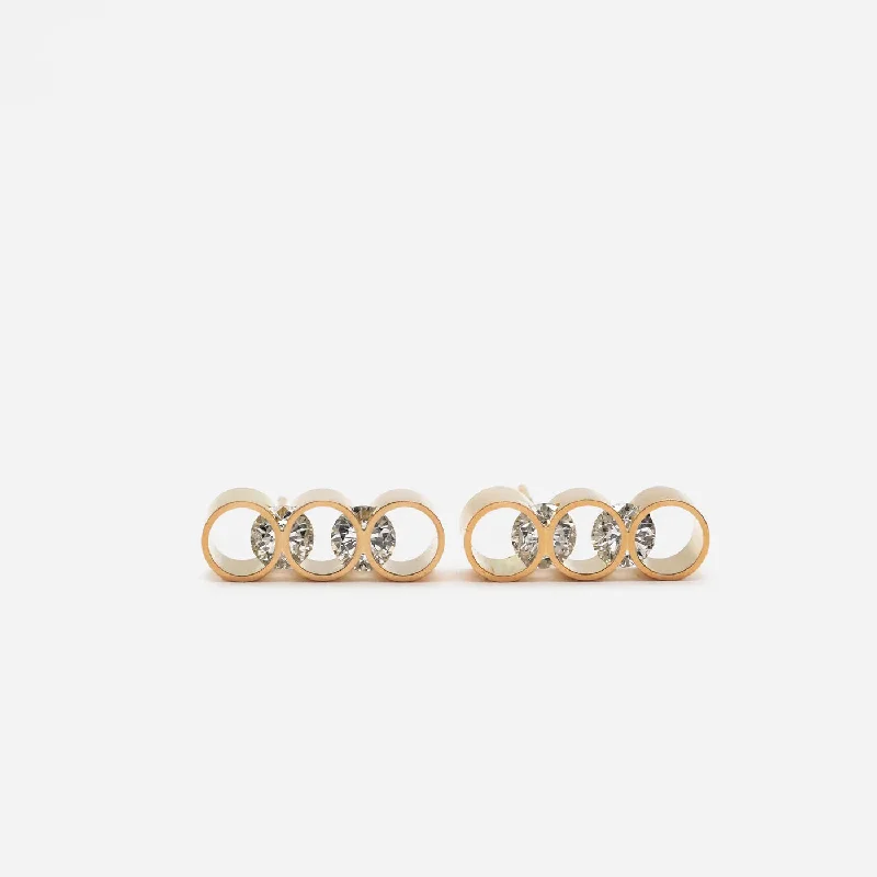 Best hoop earrings with matching bracelets for a coordinated jewelry set-Con Long 18K Gold Earrings w. Diamonds