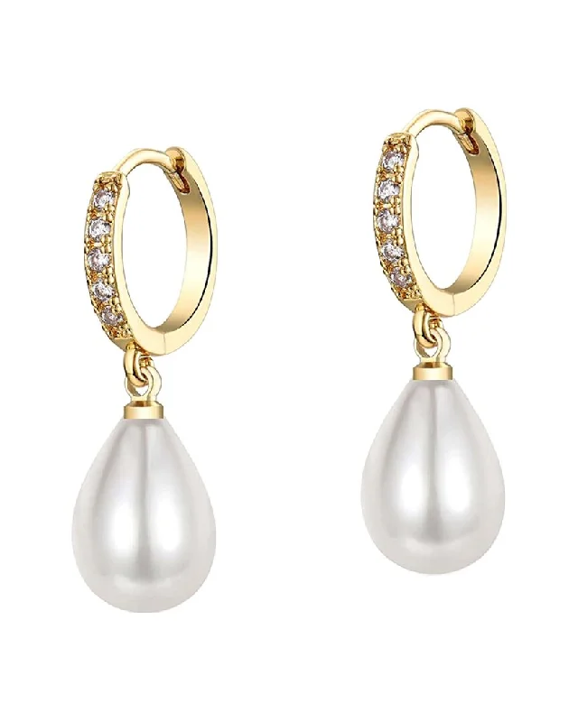 Minimalist Drop Earrings with Simplicity -Liv Oliver 18K 10-12mm Pearl CZ Essential Earrings