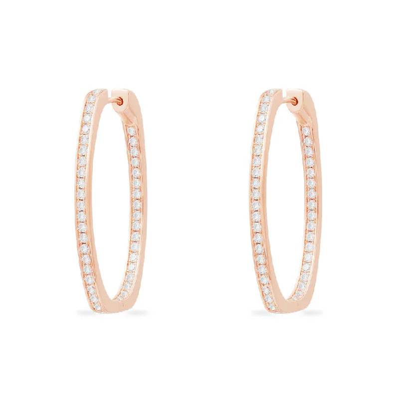 Hoop earrings with polished silver finish for a shiny, modern appeal-Long Pavé Oval Earrings