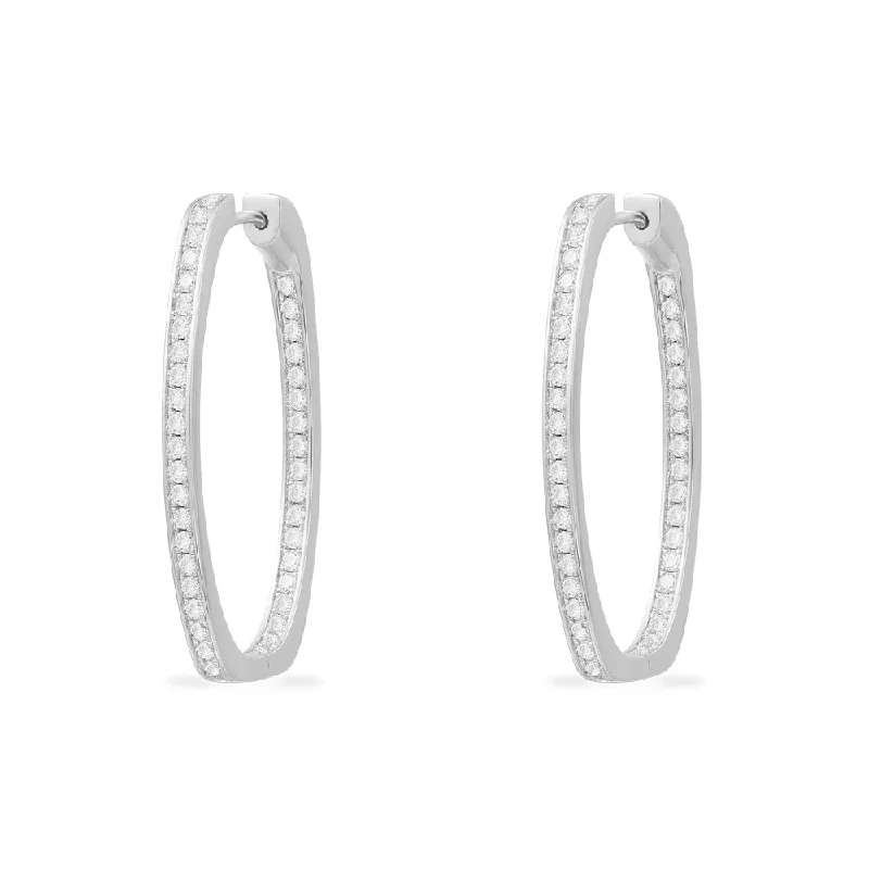 Best hoop earrings with geometric pendants for a modern, chic appeal-Long Pavé Oval Earrings